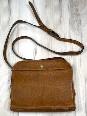 VTG GOLD PFEIL Caramel Genuine Leather Shoulder Bag Purse HANDBAG 9"x7"x2" EUC